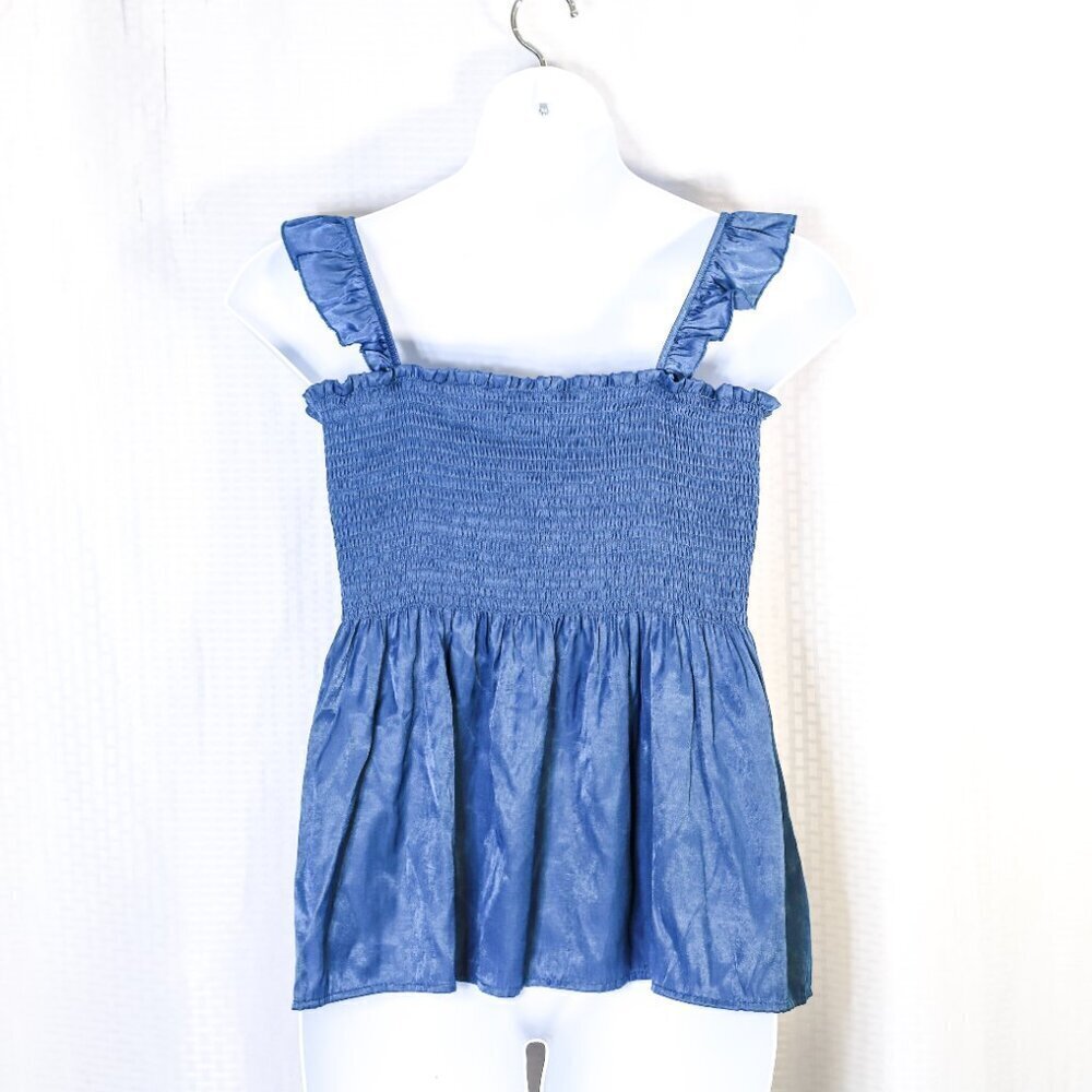 Clarisbelle Size XL gathered front elastic bust babydoll top blue - Picture 6 of 12